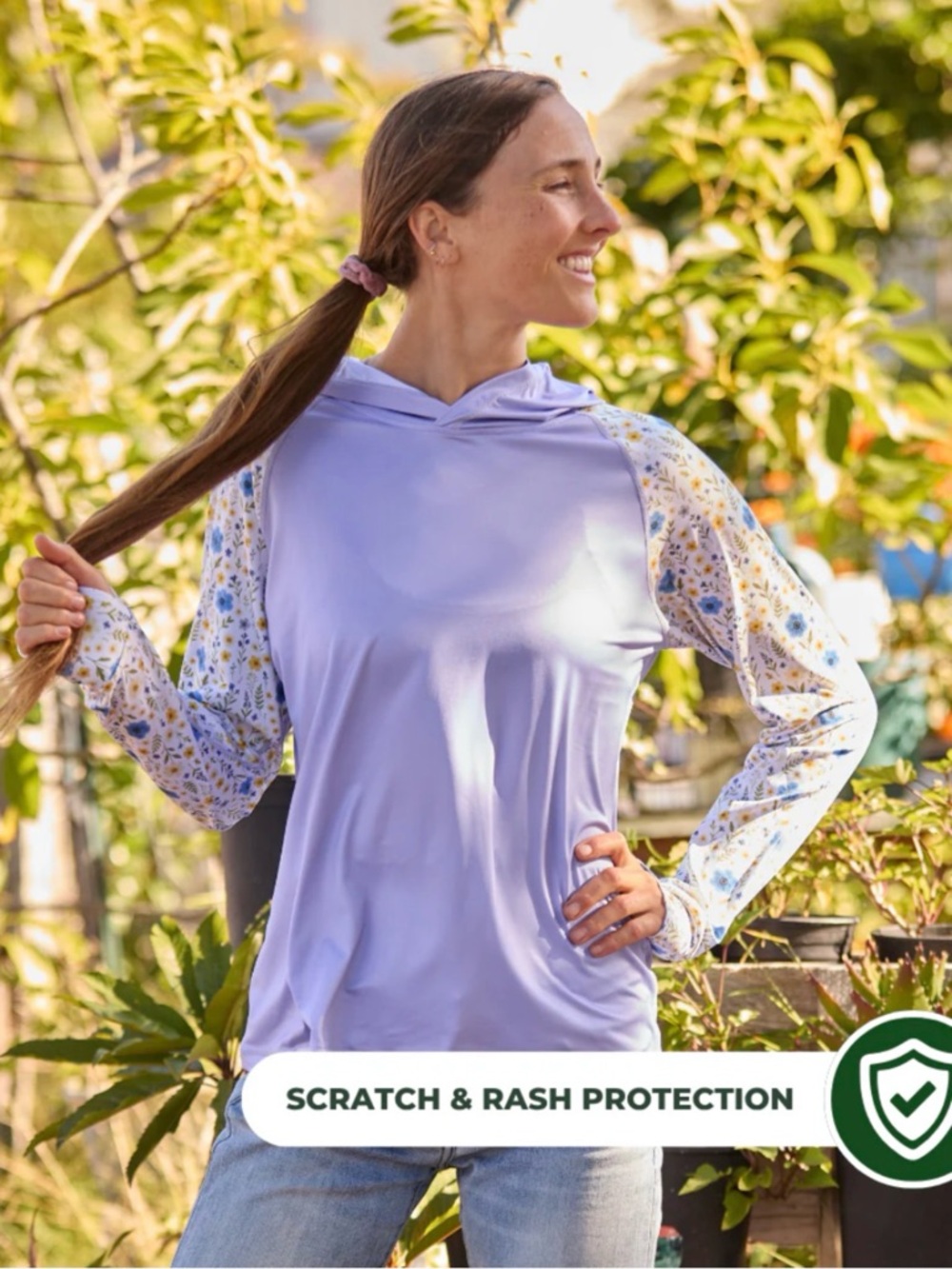 Lavender Farmers Defense UV blocking long sleeve hoodie